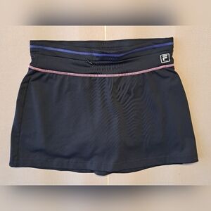 FILA SPORT Athletic Skort Tennis Golf Skirt Black with Pink & Blue Stripe Small